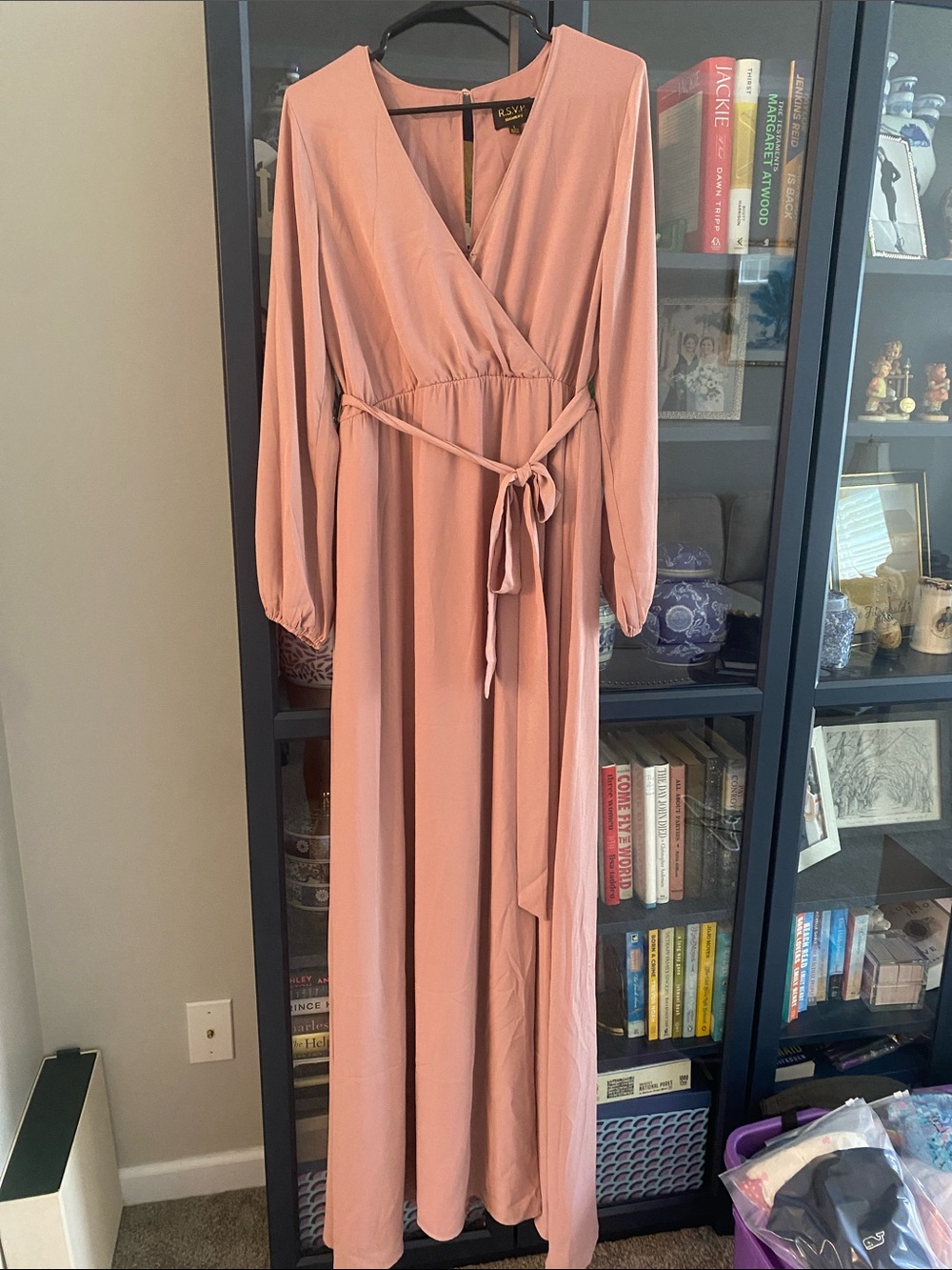 Maternity RSVP Dusty Rose Long Sleeve Wrap Maxi Dress